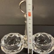 Baccarat double cut crystal salt cellar with metal mount
