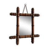 Late 19th century bamboo-style turned wooden mirror