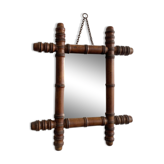 Late 19th century bamboo-style turned wooden mirror