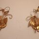 Shabby Wandlampe vergoldet Blattgold Kristallelemente Hollywood Regency 70s