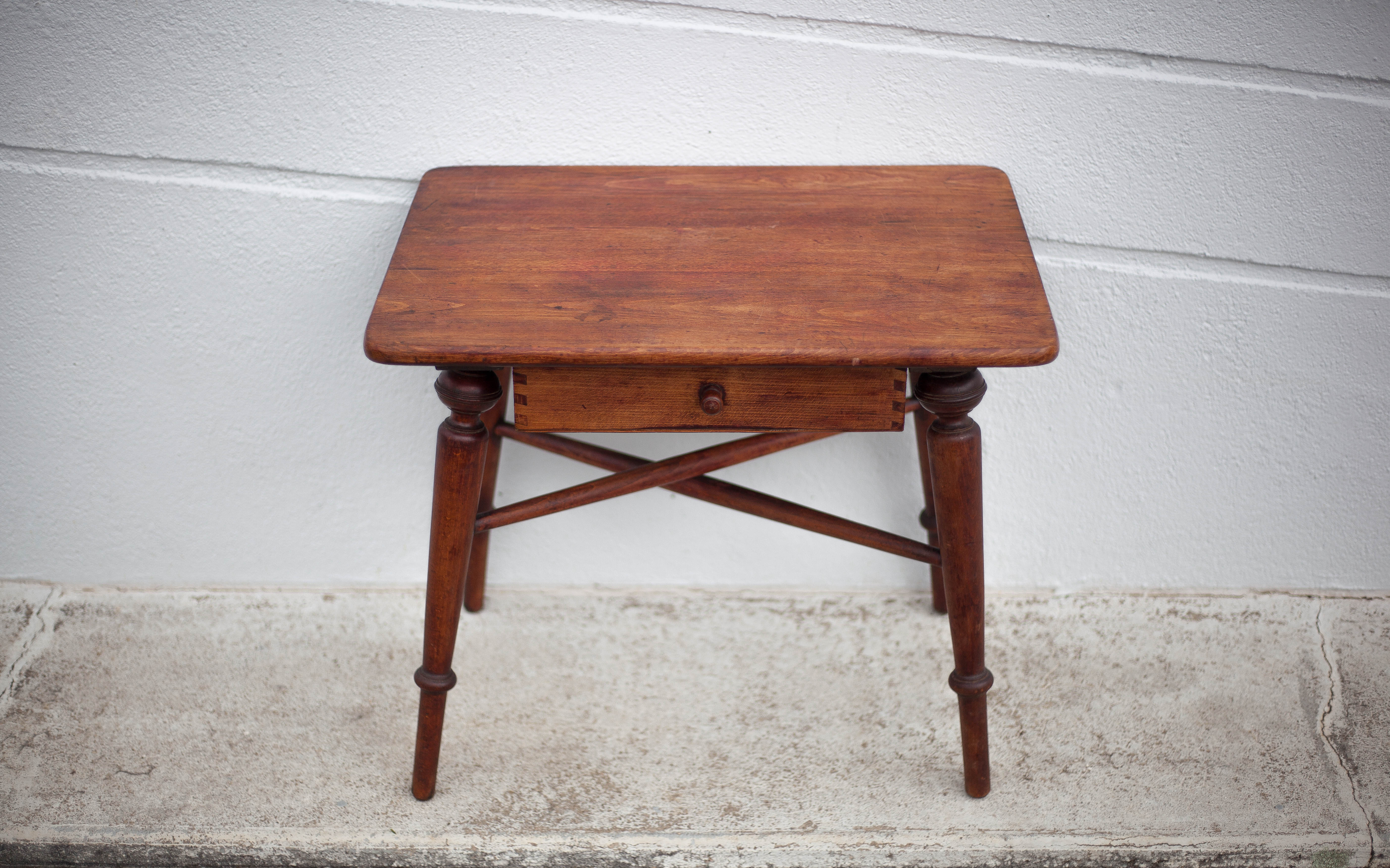 wooden coffee table with drawer, side table, bedside table, vintage end of sofa