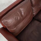 Brown leather sofa, Danish design, 1960s
