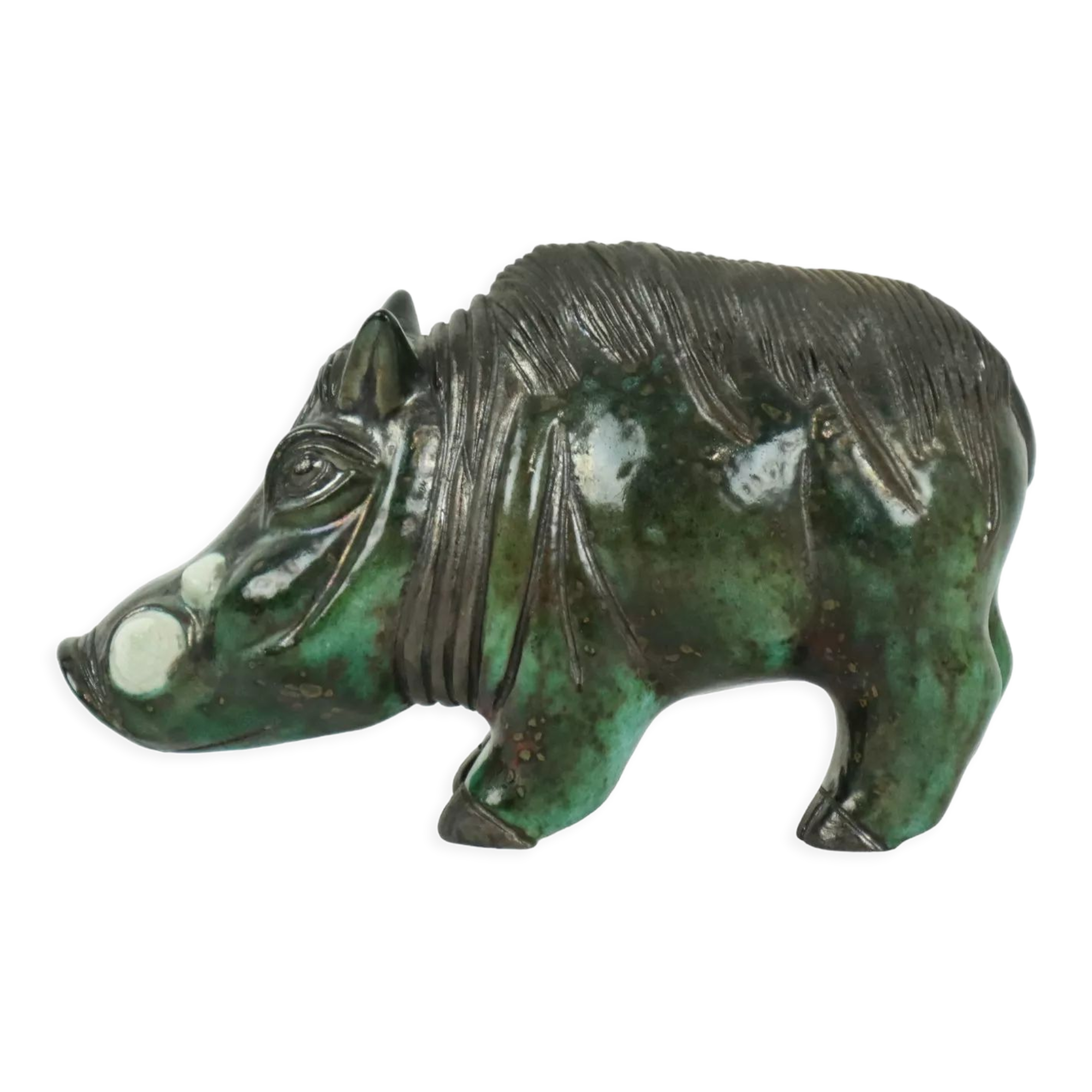 Warthog warthog statue sculpture ceramic pottery raku fired 23cm