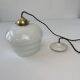 Ancienne suspension art-deco en opaline vintage