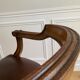 Vintage office chair in wood and brown studded leather late nineteenth