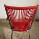 Folding scoubidou children's armchair red and vintage chrome 1950