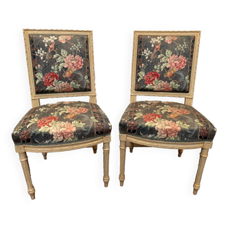 Pair of Louis XVI style chairs in 20th century lacquered beech