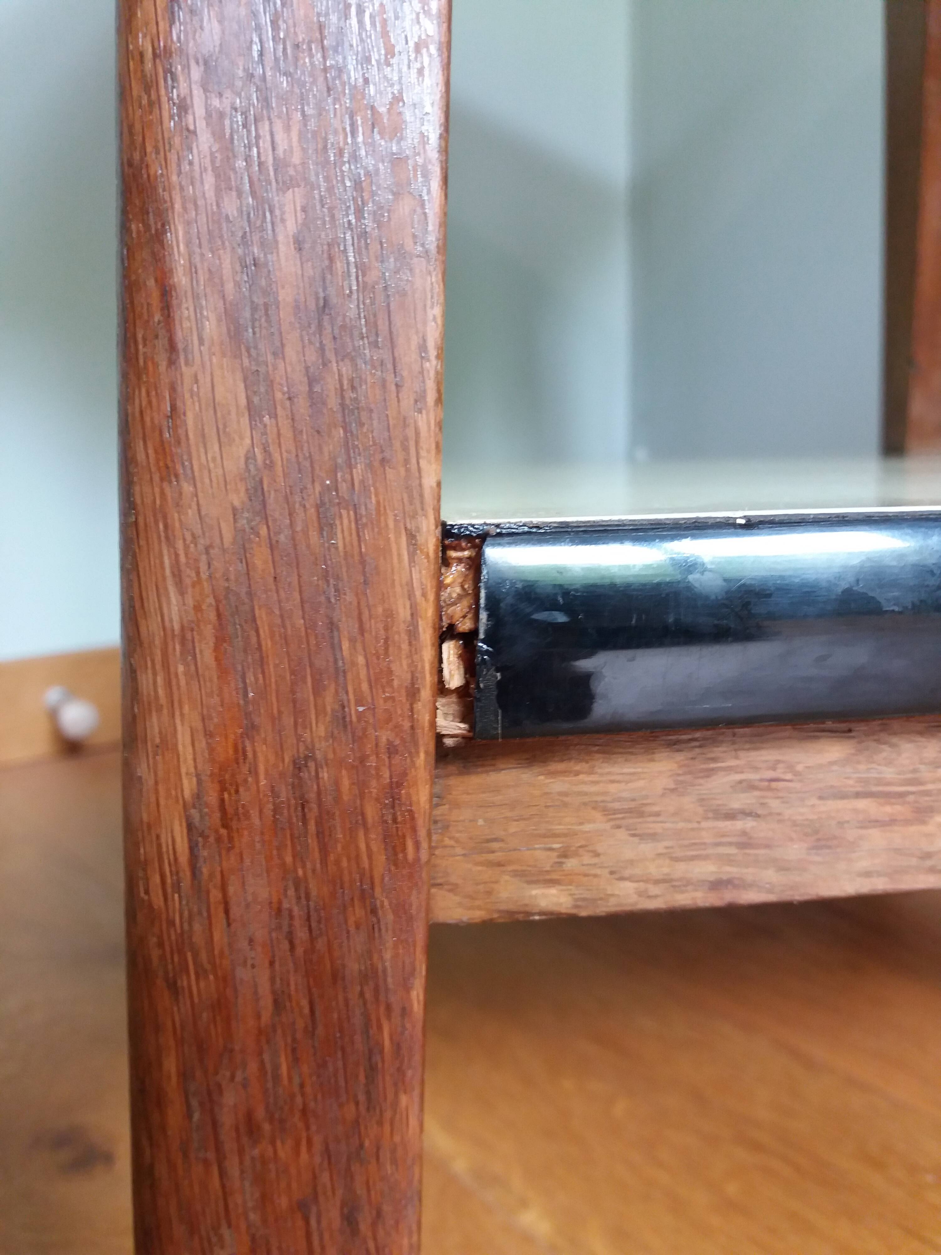 Formica and wood dessert table on wheels