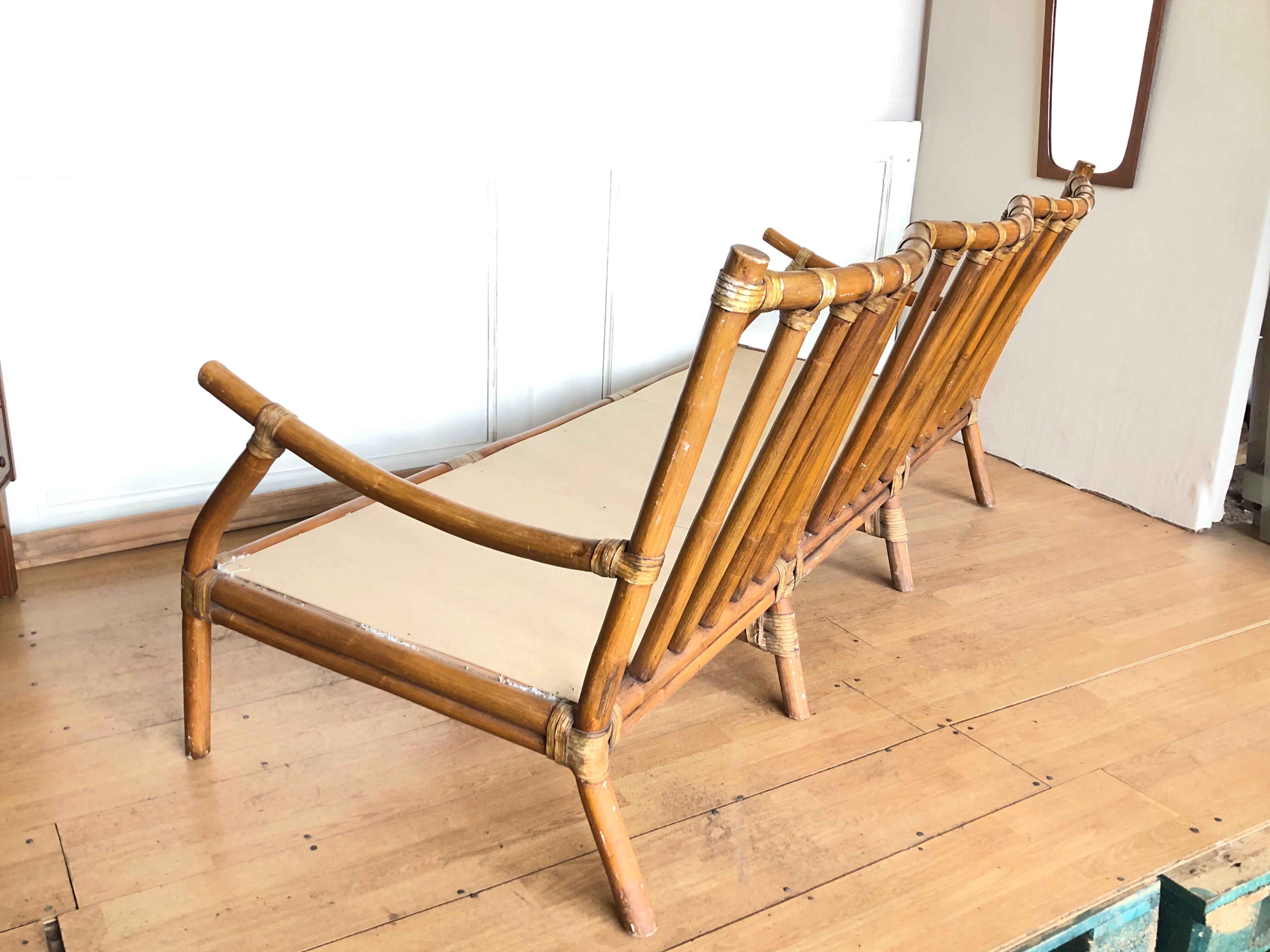 Banquette rotin vintage
