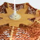 Brown wire and wood pendant light.