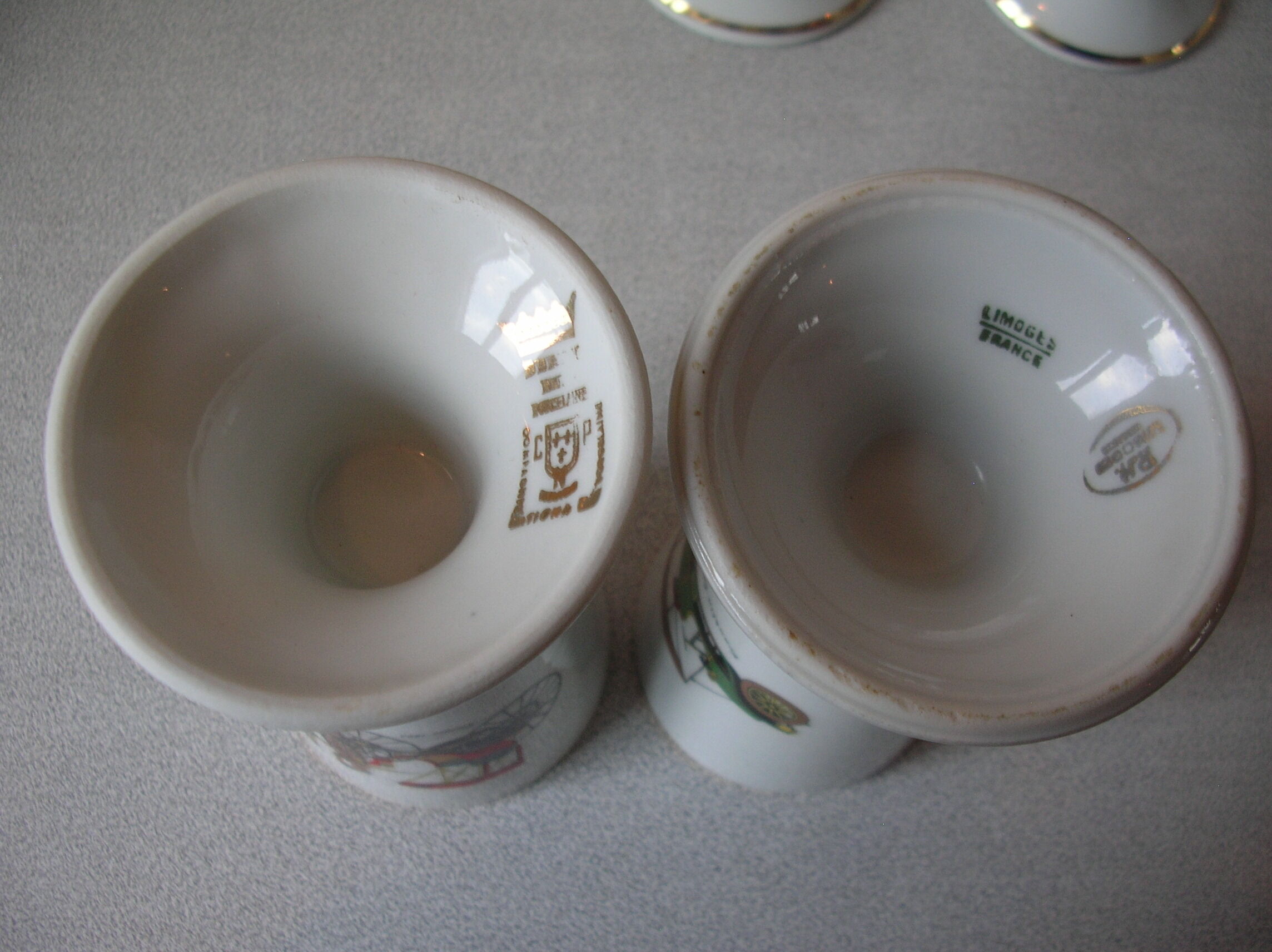 Set of 6 old porcelain mazagrans decor old car tacot