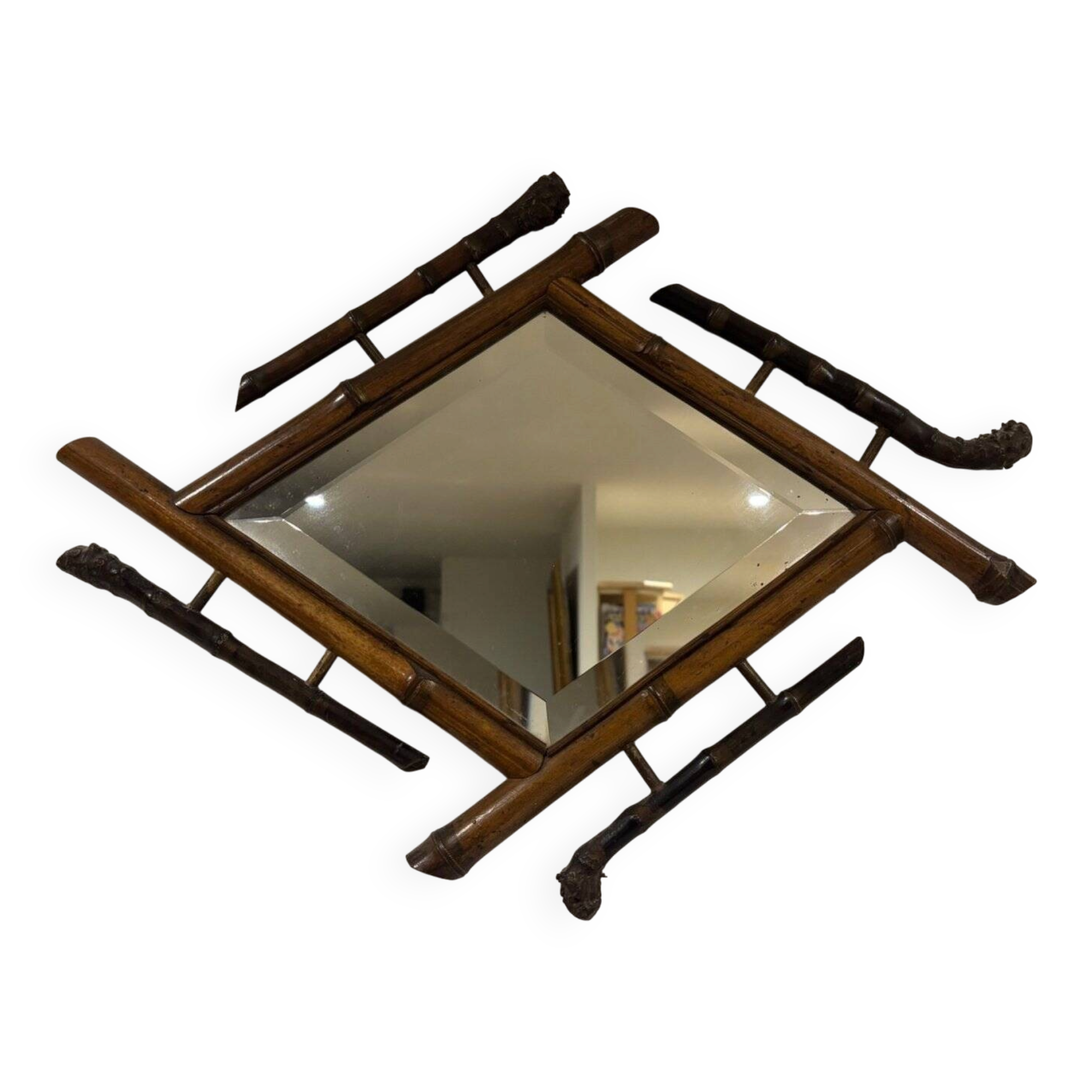 Bevelled Bamboo Wall Mirror Japonisme Belle Époque