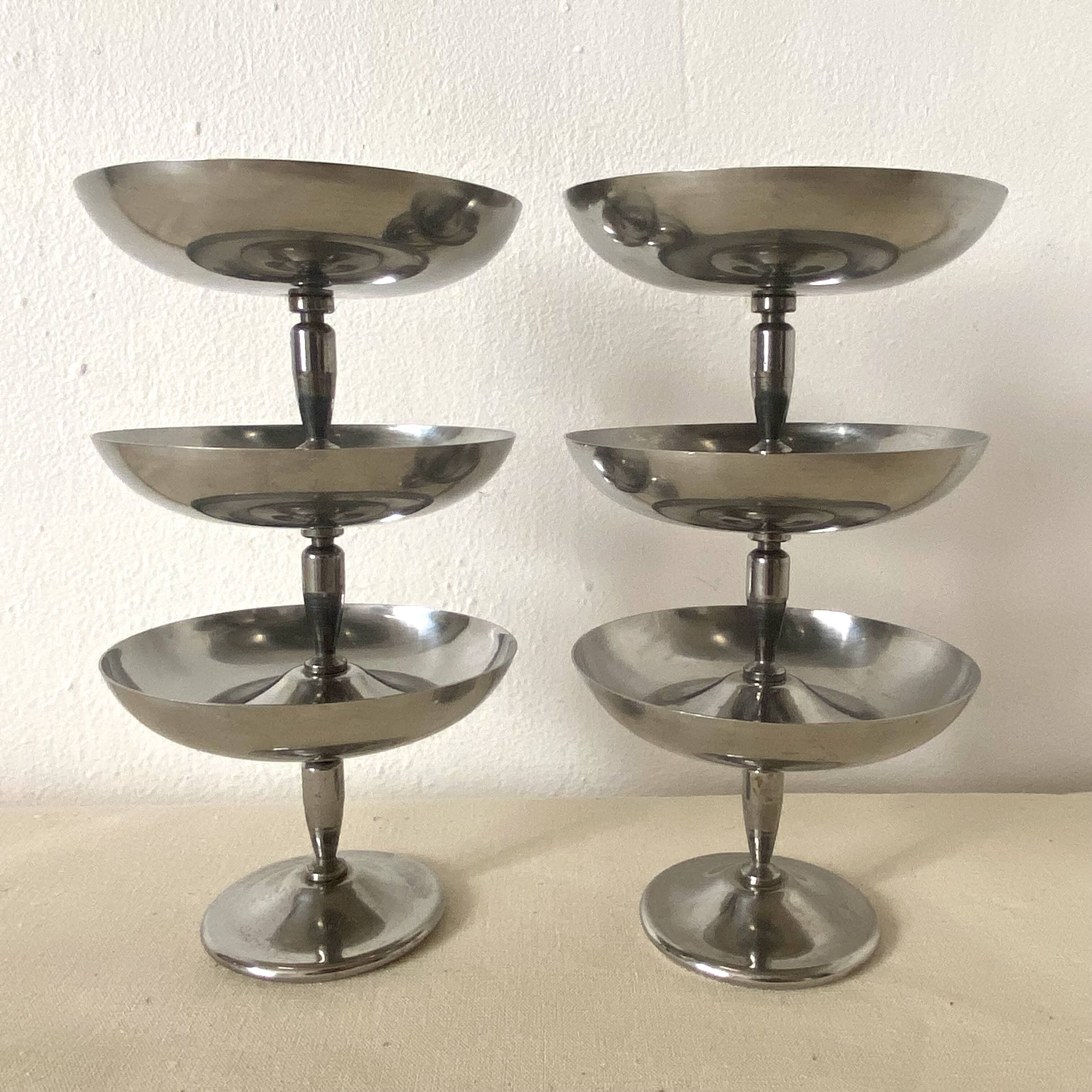 Vintage stainless steel ice cream cups