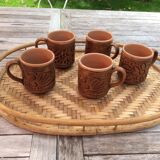 5 terracotta mugs