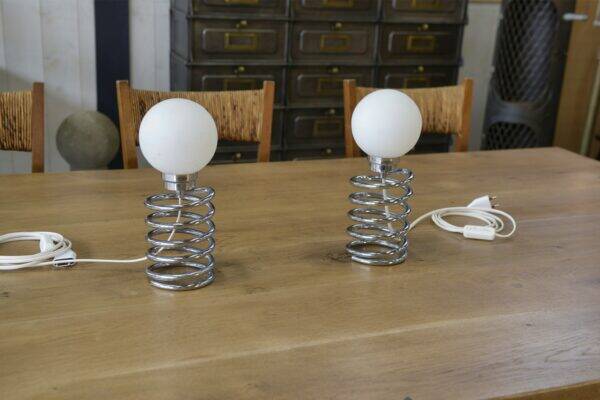 Pair of designer lamps, Spring model, by Ingo Maurer, 20th century