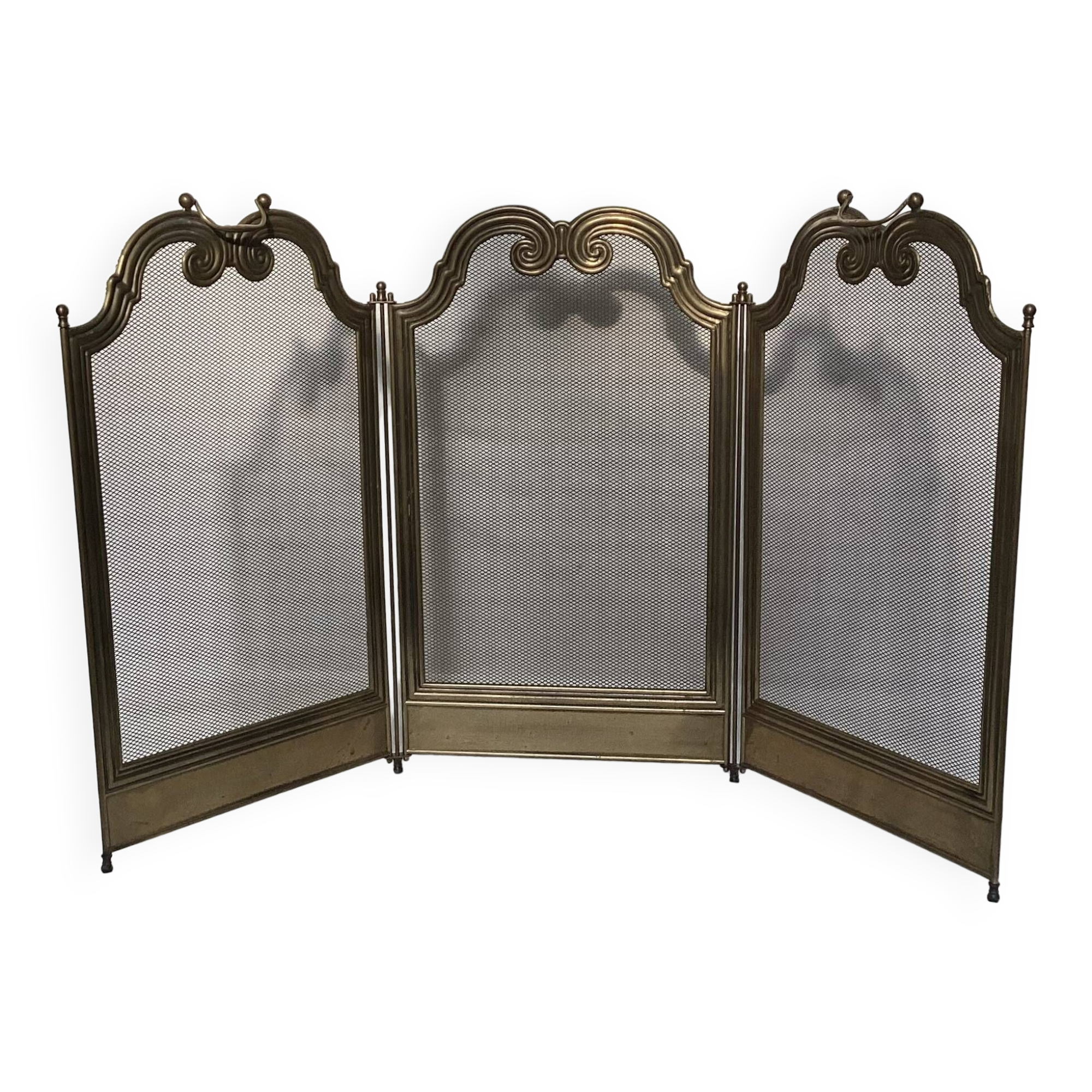 Vintage brass fireplace screen dimension: height -54cm- width -94cm-