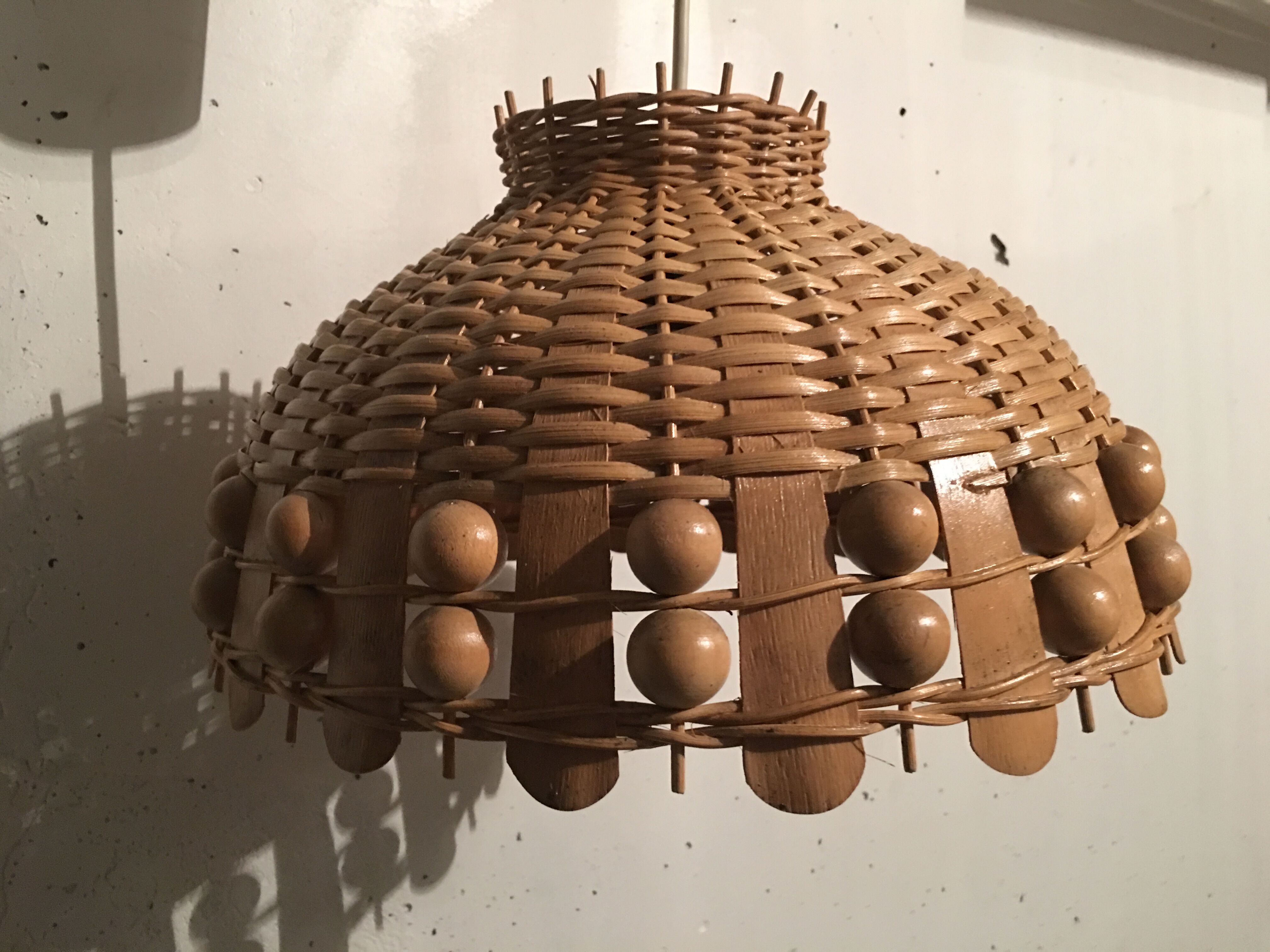 Hanging lamp 60s rattan