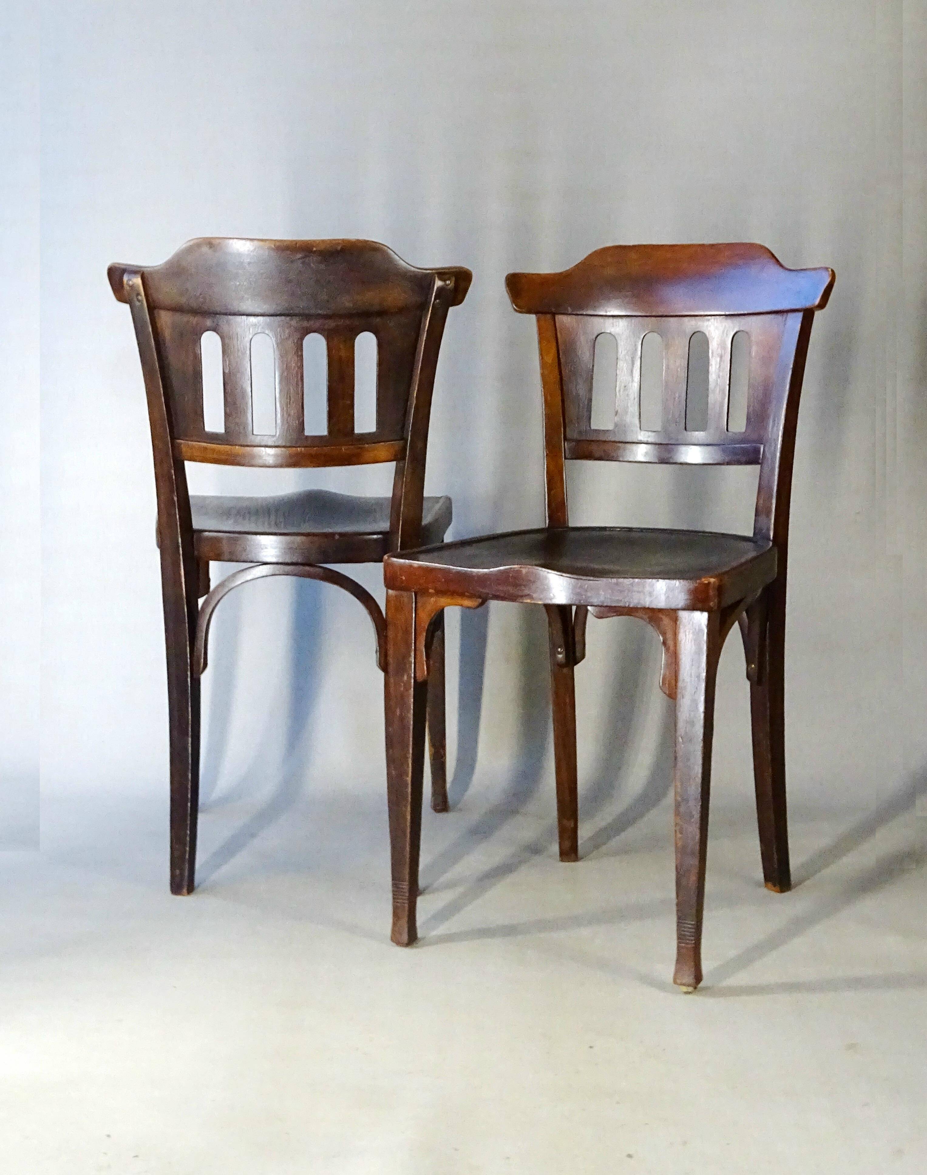 2 bistro chairs no. 714, gustave siegel for kohn, 1910. no thonet