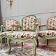 3 fauteuils en bois laqué de style Louis XV, XIXème siècle
