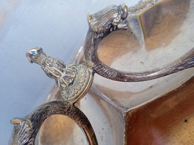 St Louis XV silver metal servant display - 2 hallmarks