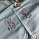 Old harvest tablecloth in linen and cotton tinted in steel blue