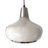 Vintage pendant light in white and silver opaline