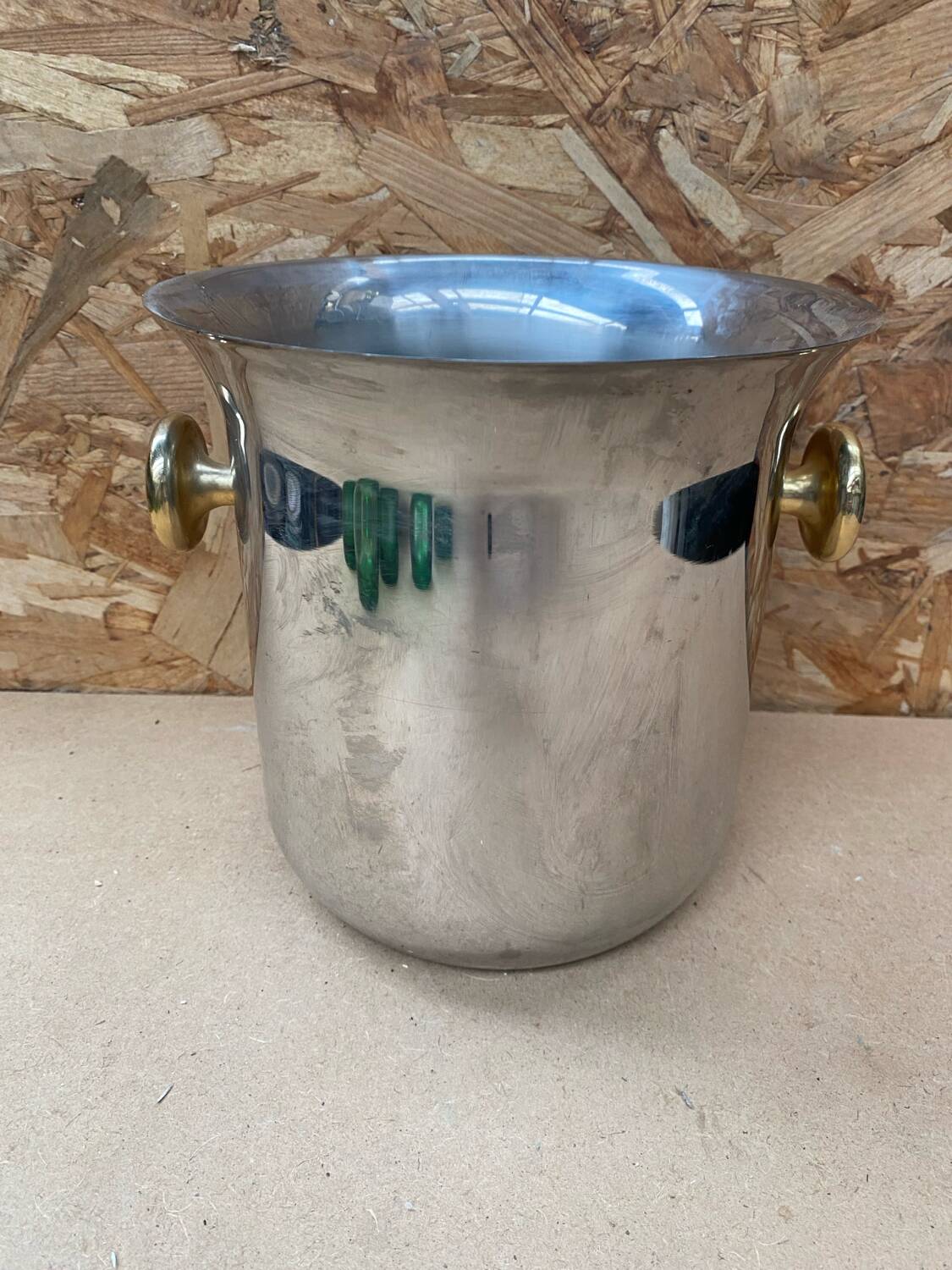 Antique champagne ice bucket saf stainless steel cooler france vintage