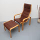 1980s relax-chair with footstool, Yngve Ekström for Swedense