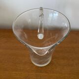 Ancien Pichet Verre Soufflé & Gravé Transparent Service Vintage