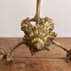 Antique Bronze Ceiling Chandelier with Fringed Glass Tulips, 3 Arms, Art Nouveau