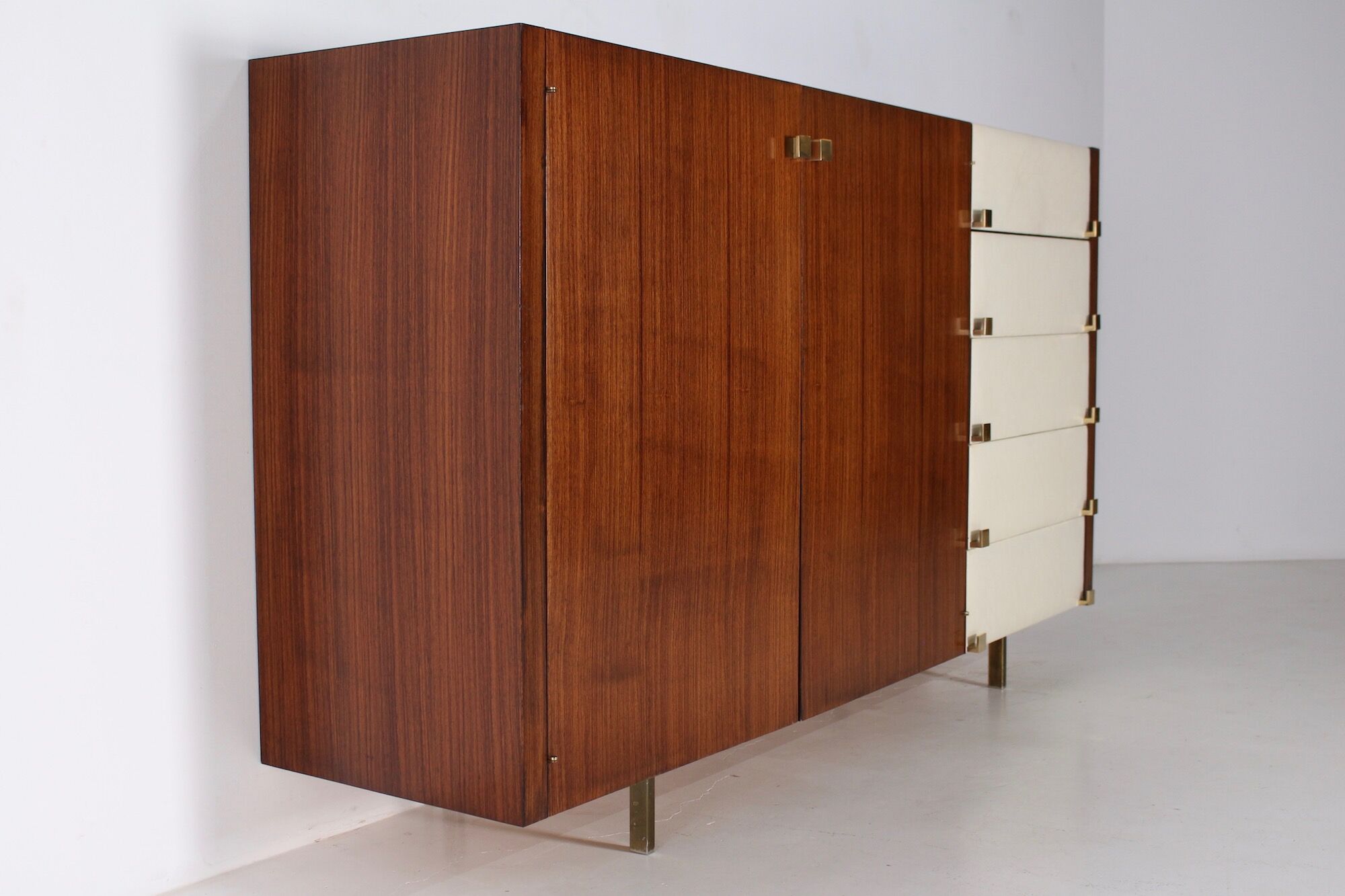 Rosewood and brass buffet by Roger Landault for Regy