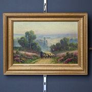 Painting "Shepherdess and her Flock", oil on panel signed G. Corbier – early 20th century