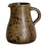Petit pichet en grès moucheté, poterie artisanale vintage