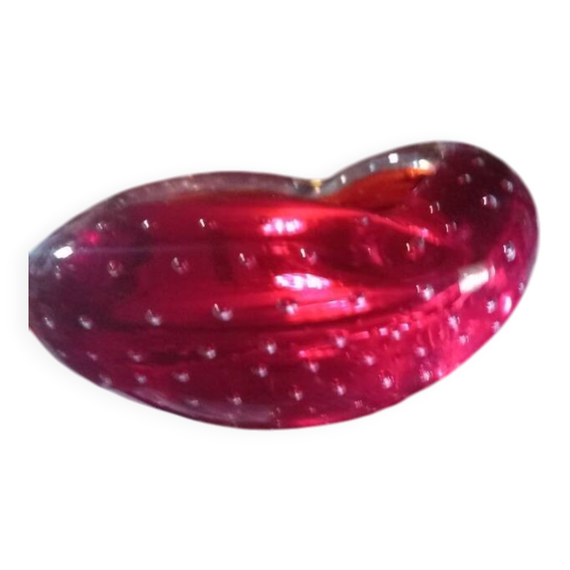 Vintage Murano Ashtray Catchall - Ruby Red Bullicante Glass - Vi