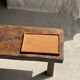 Rectangular solid teak plateau with carved edges 27x18.