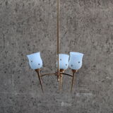 Golden glass chandelier, 3 lights and star-decorated