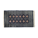 Vintage pakistani hand-woven oriental blue bukhara rug from ikea, 1960s