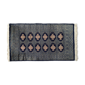 Vintage pakistani hand-woven oriental blue bukhara rug from ikea, 1960s
