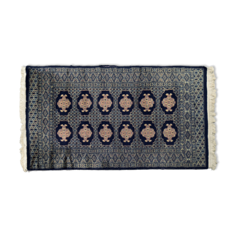 Vintage pakistani hand-woven oriental blue bukhara rug from ikea, 1960s