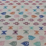 Handmade large multicolored white carpet 250x150cm