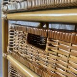 Commode vintage en rotin et bambou