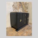 Black art deco sideboard and grey marble