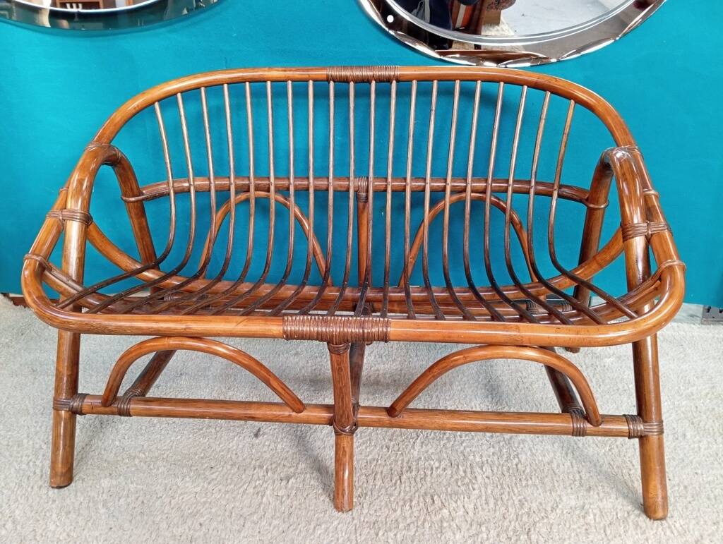 80s rattan bench
