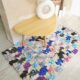 Small reversible colorful Boucherouite Moroccan rug