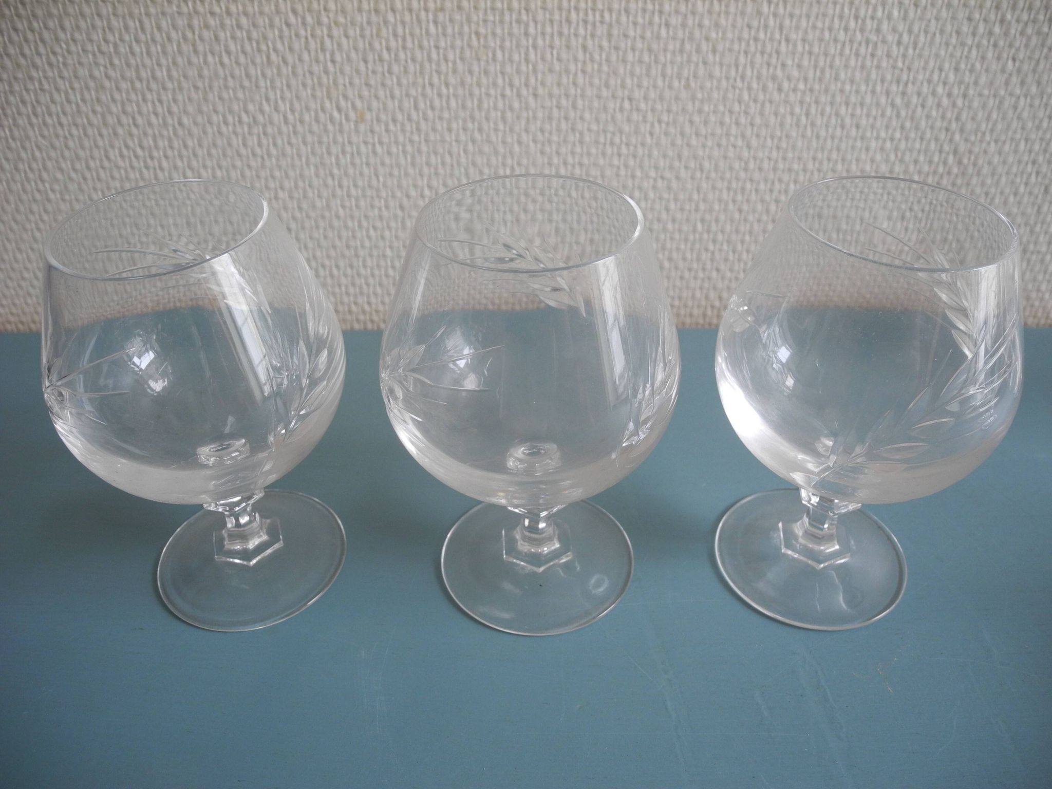 6 vintage French crystal glasses Fleury Arques cognac glasses