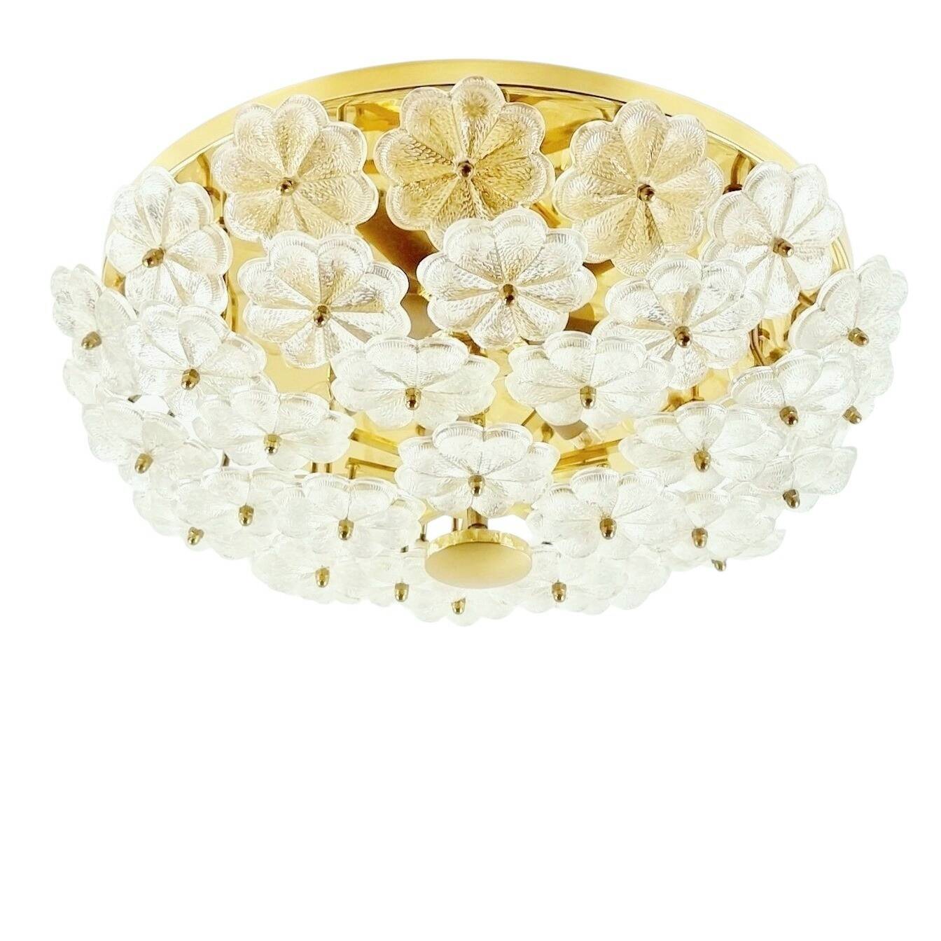 XL Mid-Century Floral Murano Glass Ceiling Light from Ernst Palme, 1970s