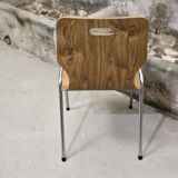 1960s chair in curved plywood on stainless steel base