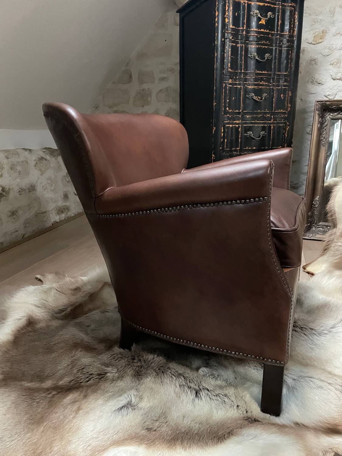 Fauteuil club en cuir