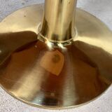 Large Italian Single Column Crescent-Shaped Desk in Goat Skin & Brass 1950s