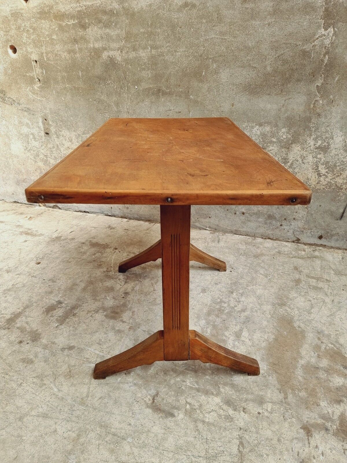 Antique bistro table beech side table or work table